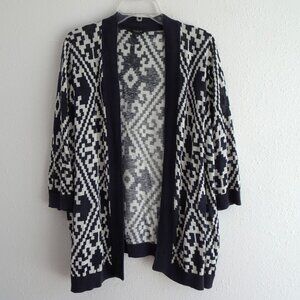 Talbots Cardigan Sweater Women's Petite Plus Size 3X Blue White Linen Blend